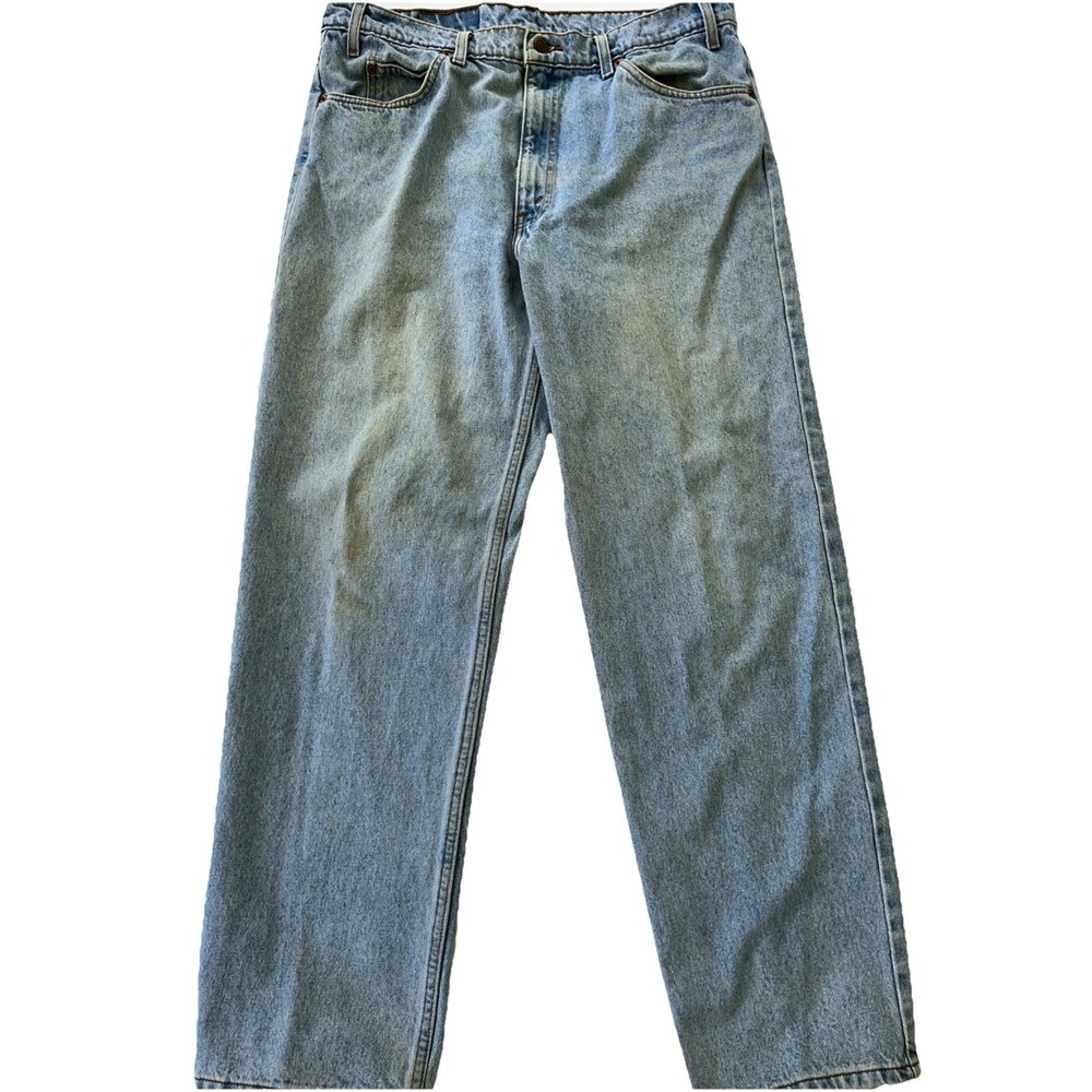 Levis 550 Relaxed Fit Jeans Mens 38x32 Light Wash Orange Tab Denim Vintage